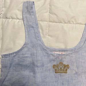 Sant and Abel x Los Angeles 100% Linen Blue Tank With Golden Embroidered Crown